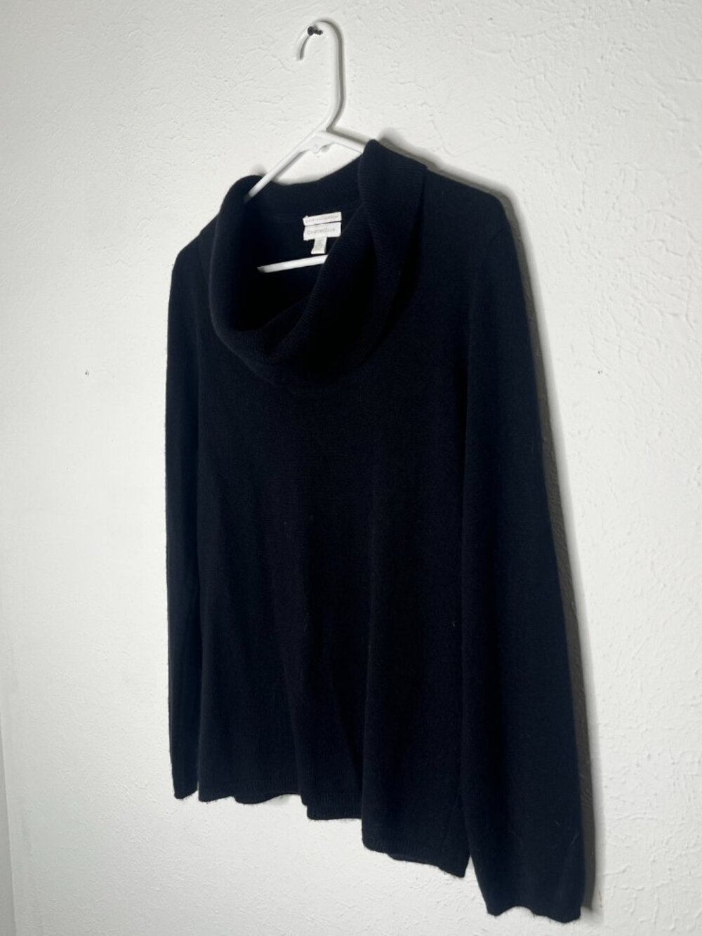 Women's Vintage Charter Club 2-ply Cashmere Black Cowl Neck Sweater Size Large